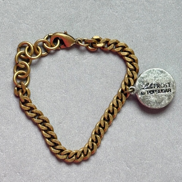 LULU FROST for POPSUGAR Bracelet Crystal Charm Matte Brass Links Dust Bag - Picture 4 of 10